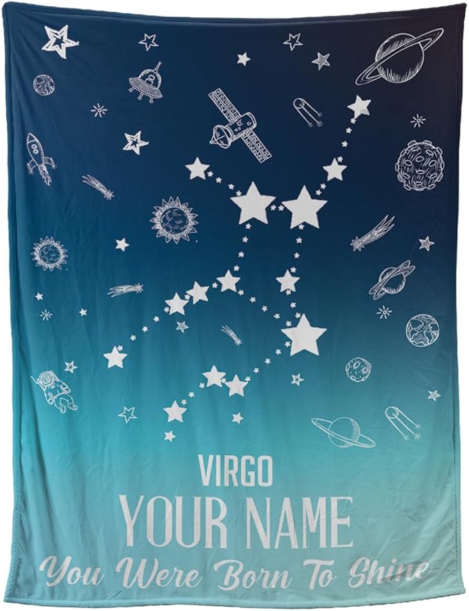 Virgo Customized Birthday Gift Zodiac Gift for Her You were Born to Shine Blanket Astrology Gifts Birthday Gift Custom Virgo Blanket Personalized Name Zodiac Blankets for Bed Couch Sofa