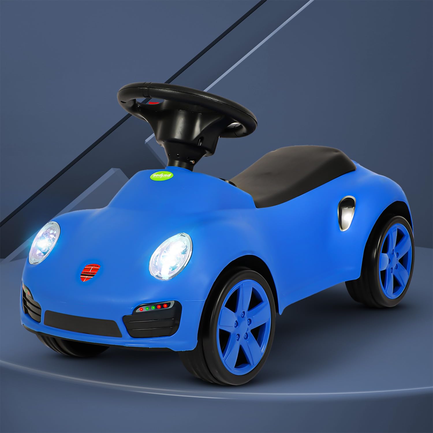 Baybee Bolt Baby Push Ride on Car for Kids | Portable Baby Car with LED Light, Music & Anti Rollover Stopper | Indoor Play Rider Cars for Toddlers | Kids Cars for 1 to 3 Years Boys Girls (Blue)