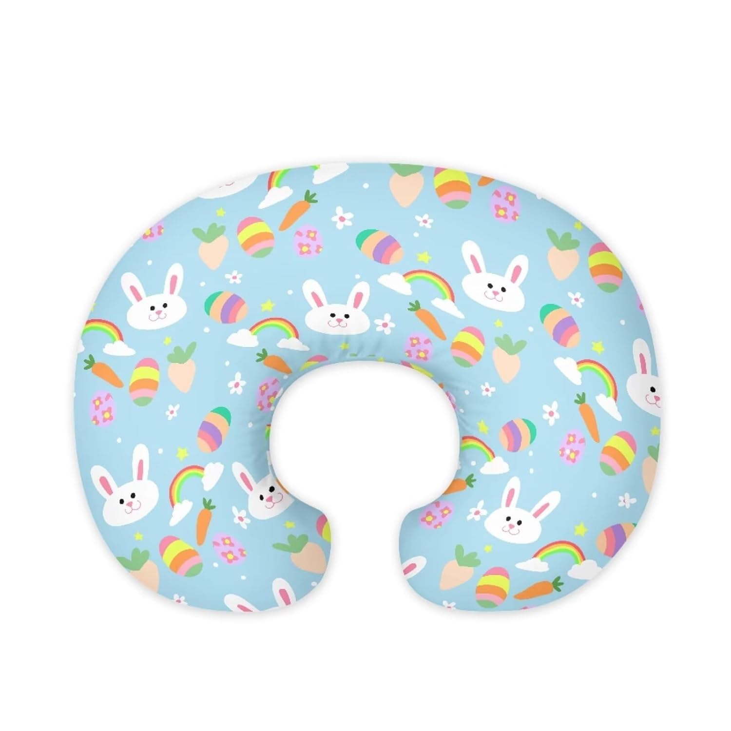 Rabbits Nursing Pillow Cover Slipcover, Breastfeeding Newborn Infant Feeding Cushion Cover Pillow Slipcovers for Breastfeeding Moms Easter