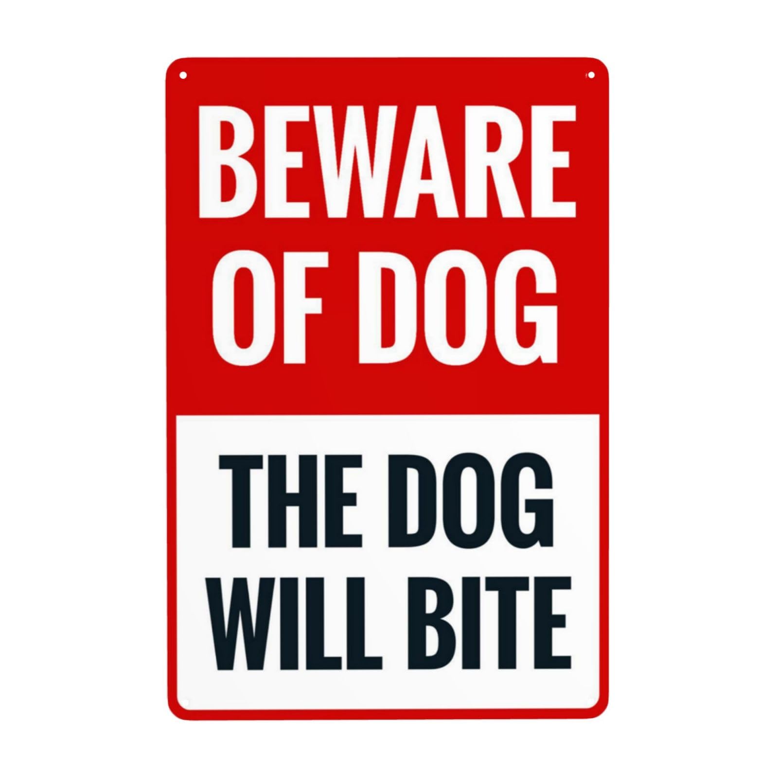 Beware Of Dog, The Dog Will Bite Vintage Metal Safety Warning Sign 12x8 Inch