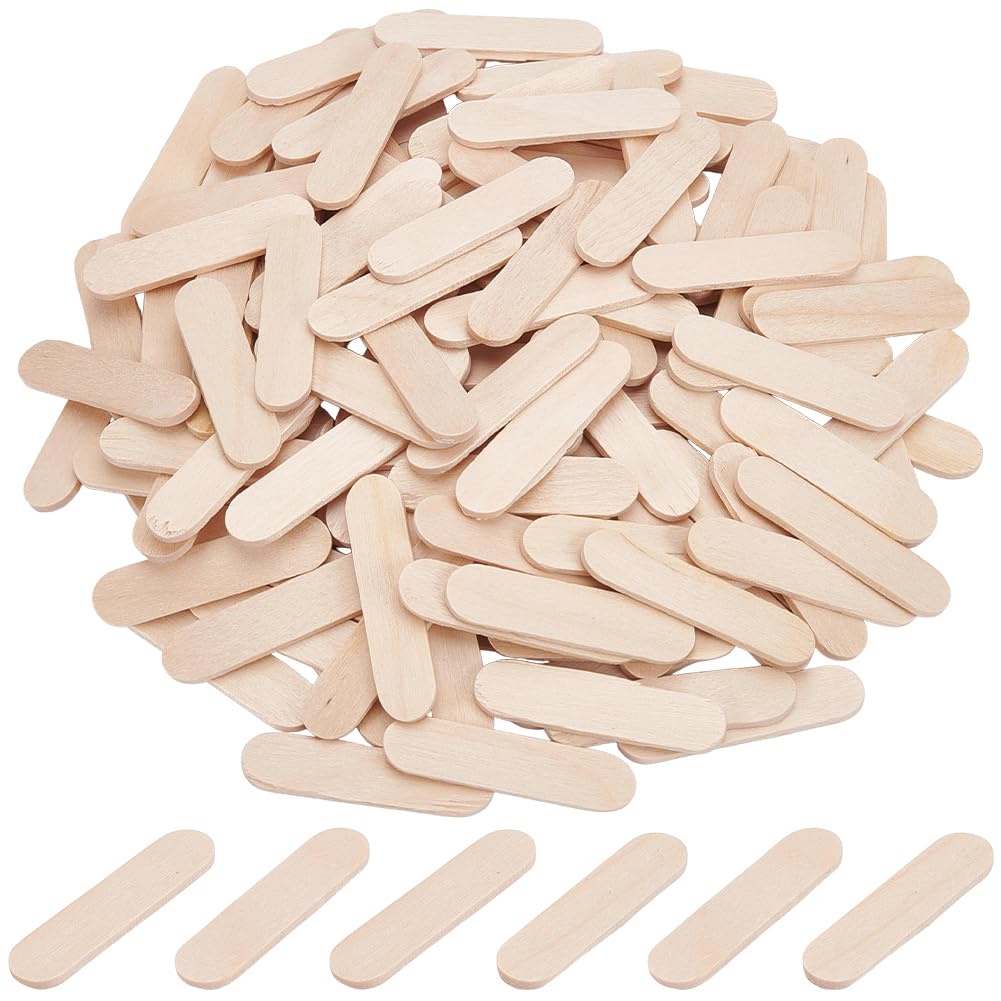 CREATCABIN 150Pcs Mini Wood Craft Sticks Small Popsicles Sticks Ice Cream Stick Natural Wooden Blank Uncolored Craft Food Accessories for Ice Cream Popsicle Stirring Art Projects DIY Making 1.6x0.4in