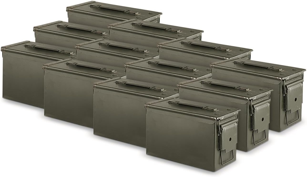 U.S. Military Waterproof M2A1 .50 Caliber Ammo Cans, 12 Pack, Used