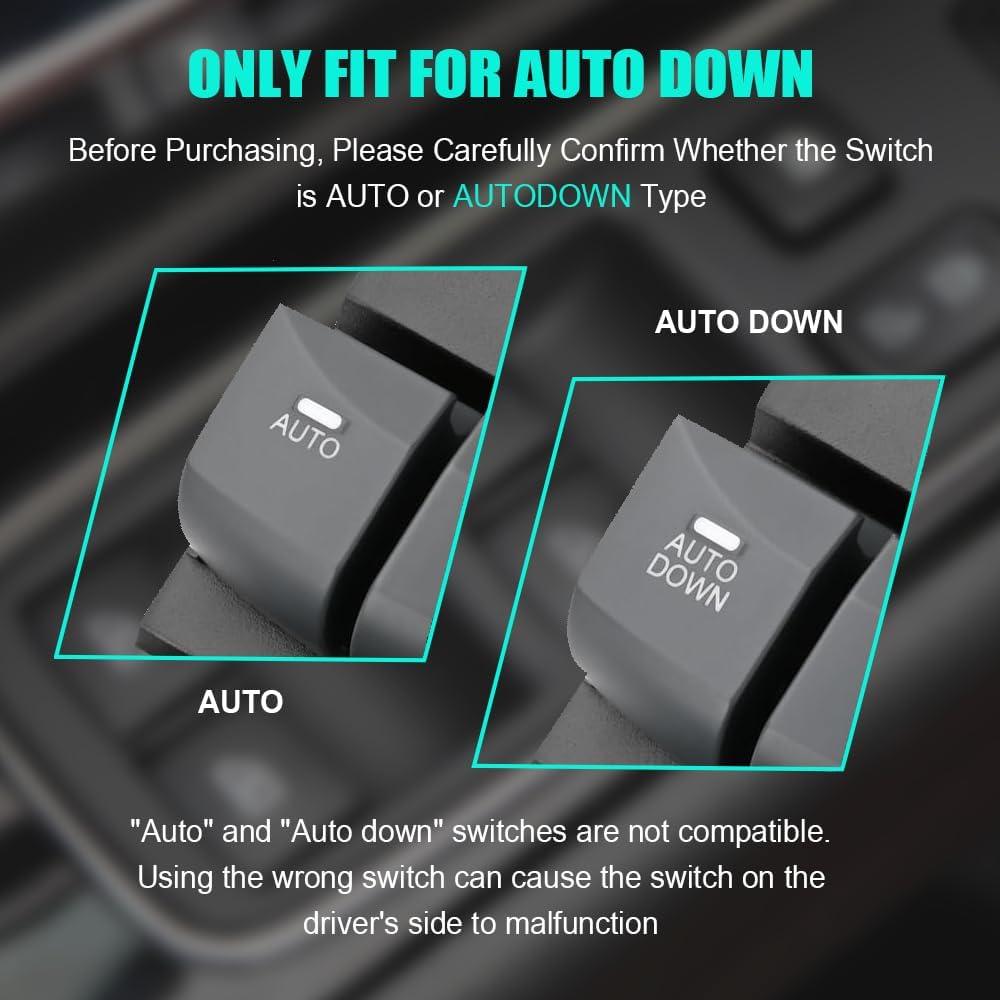 Master Power Door Lock Window Control Switch for 2011-2015 Hyundai Elantra (AUTO Down), Front Left Driver Side Power Window Controller Switch 93570-3X000