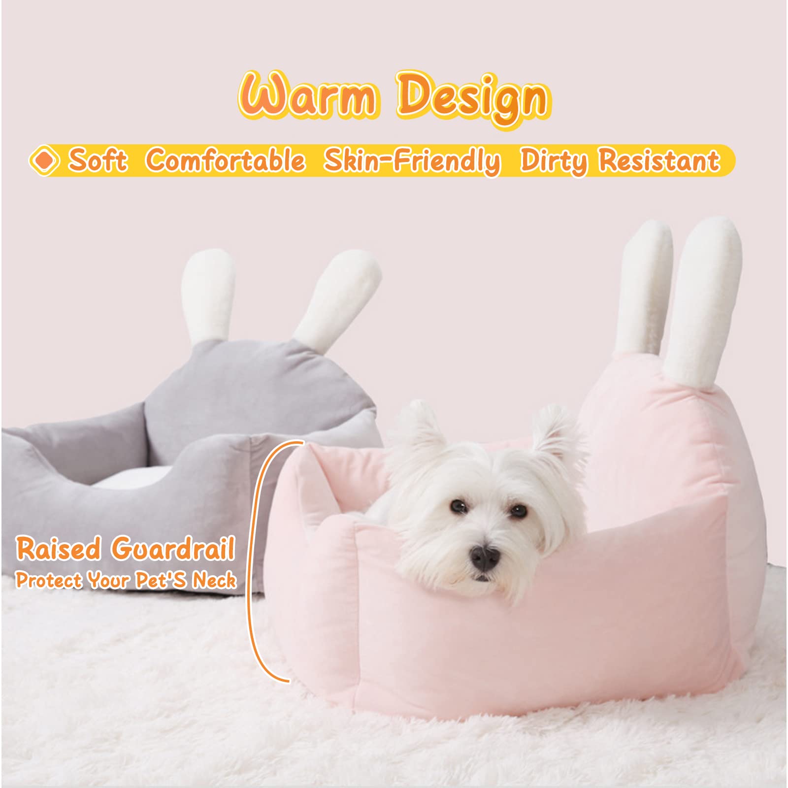 PETCUTE Katzenbett Hundebett,Haustierbett für Katzen und kleine Hunde,Waschbar Kaninchen Design Katzen Bettchen,Niedliches Lustiges Katzenbett,Extra Weich Hundesofa Hundekissen,Warme Hundematratze