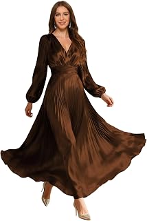 Long Sleeves Pleated Bridesmaid Dresses Silk Satin Wedding Guest Dress A Line Long Formal Prom Dress YZTS298