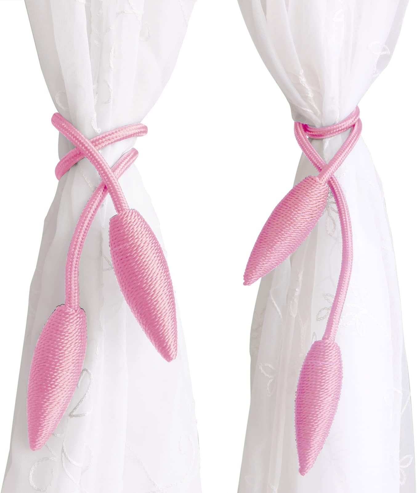 2 Pieces Curtain Tiebacks Clips Creative Window Drape Twist Tie Backs European Style Custom Made Curtain Holders Decorative Draperies Holdbacks, Pink