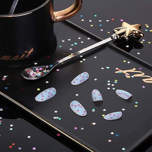 Miniatura 5 de Brillantina de estrellas pequeñas que brillan en la oscuridad, lentejuelas luminosas en forma de estrella rosa de 0.118 in para arte de uñas,