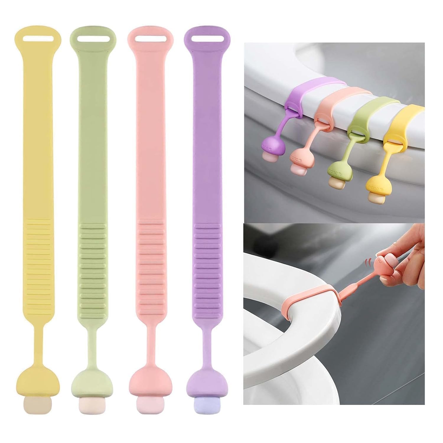 4 Pcs Toilet Seat Lifter For Bathroom Accessories | Toilet Seat Cover Sport Lifter Clip | Silicone Toilet Seat Cover Lifter | Self-Adhesive Toilet Seat Holder (Multicolor)-image-37