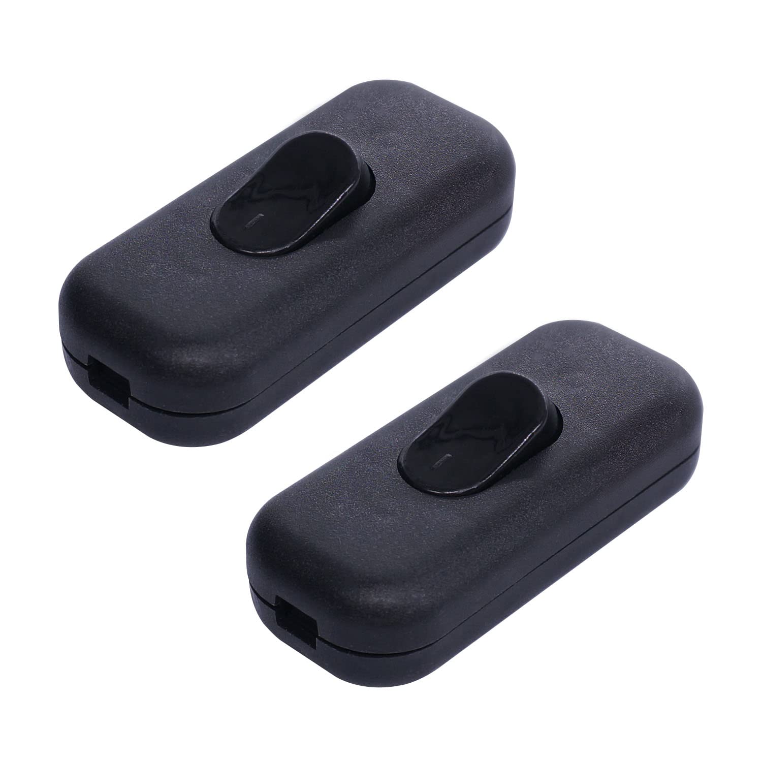 weideer2Pcs Inline Cord Switch 2A 250V Boat Rocker Button ON/OFF Control Lamp Appliance for Bedroom Table Lamp Desk Light Black Switch K-006-BK