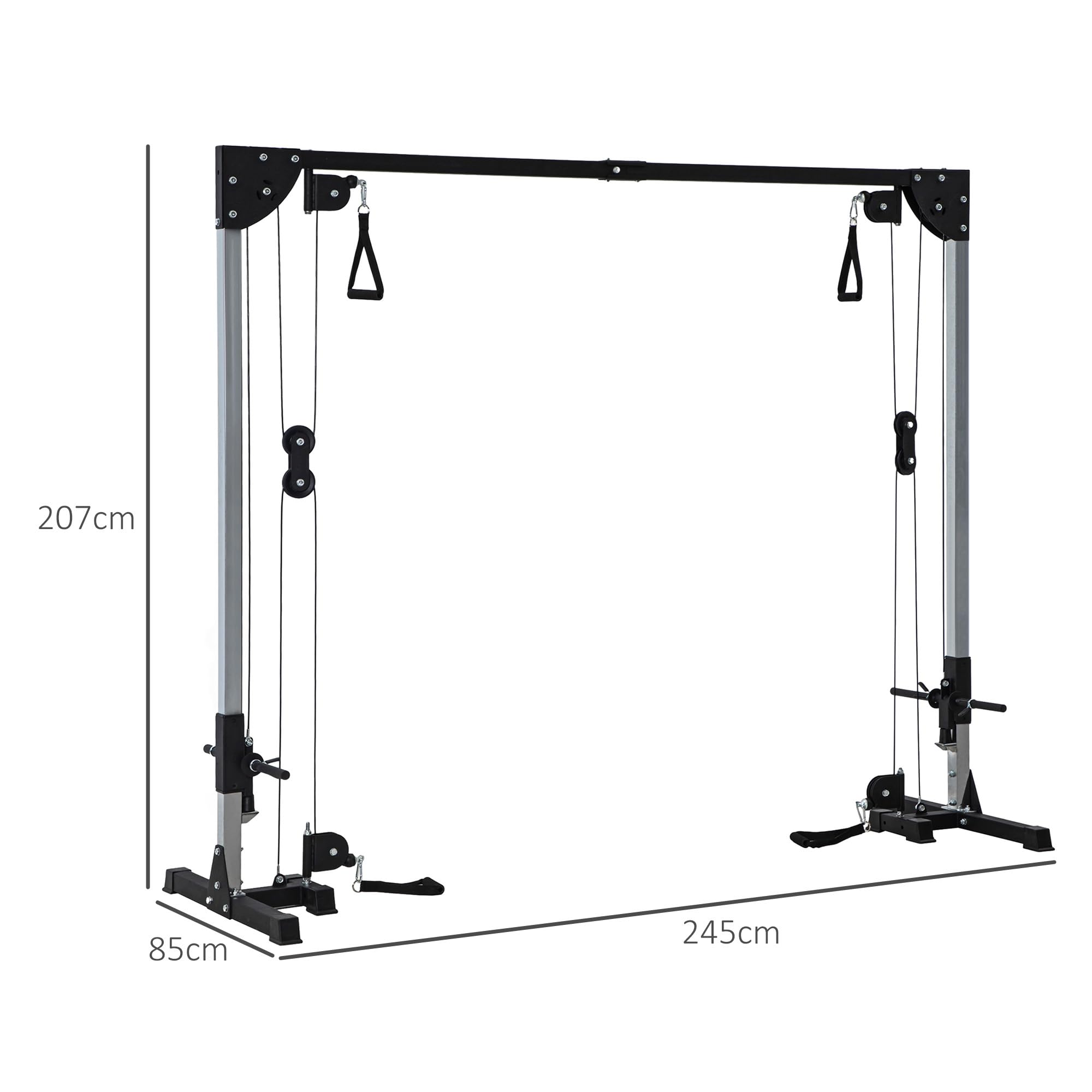 SPORTNOW - Estación de musculación doble polea cable Crossover tornillo de tornillo, carga libre con peso 2 x 50 kg - dim. 245 x 85 x 207 cm