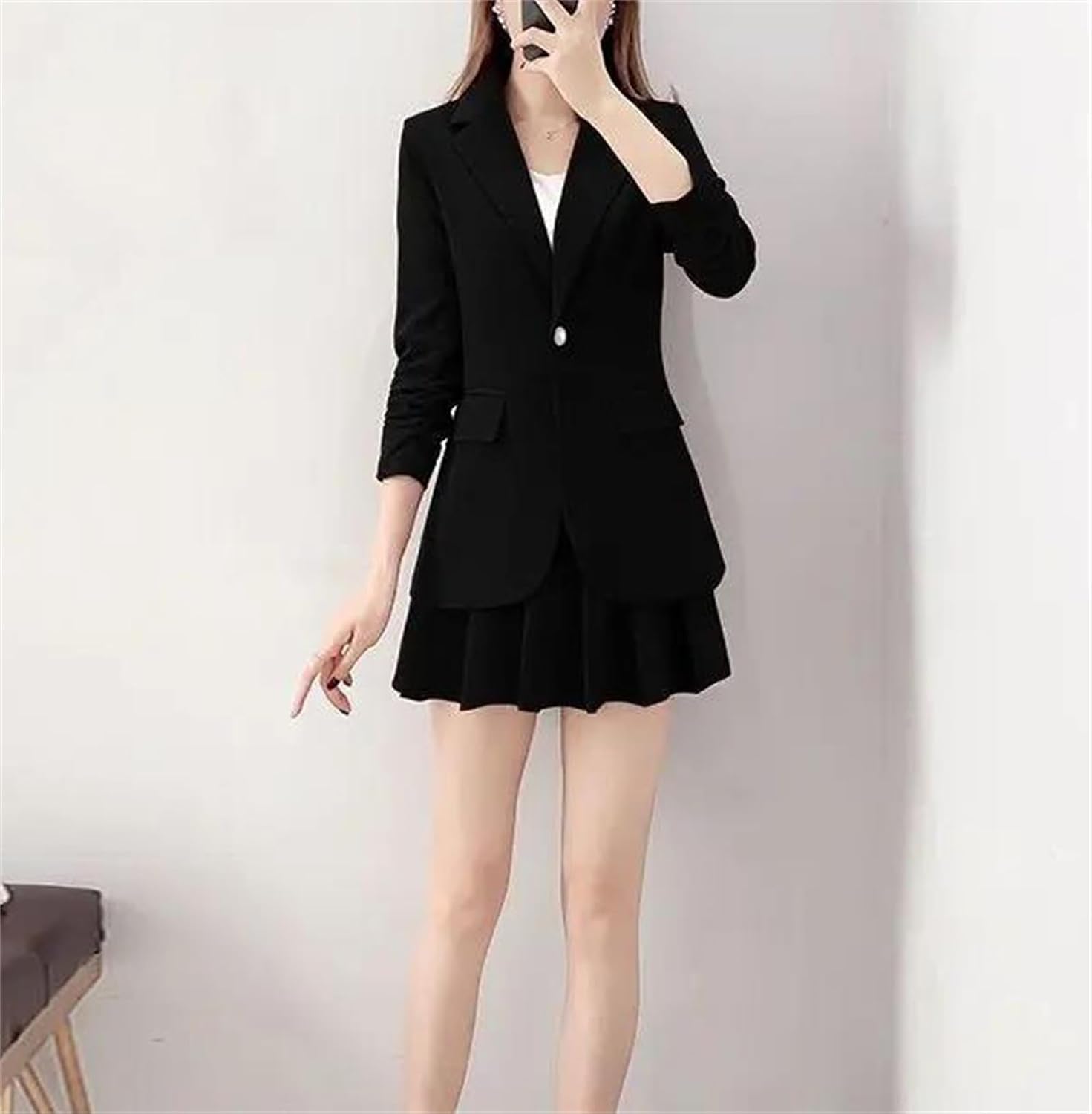 Women’S Outfit Summer Two Piece Set for Women Suit with Skirt and Blazer Short 2 Sets Clothes Blazer Pencil Skirt