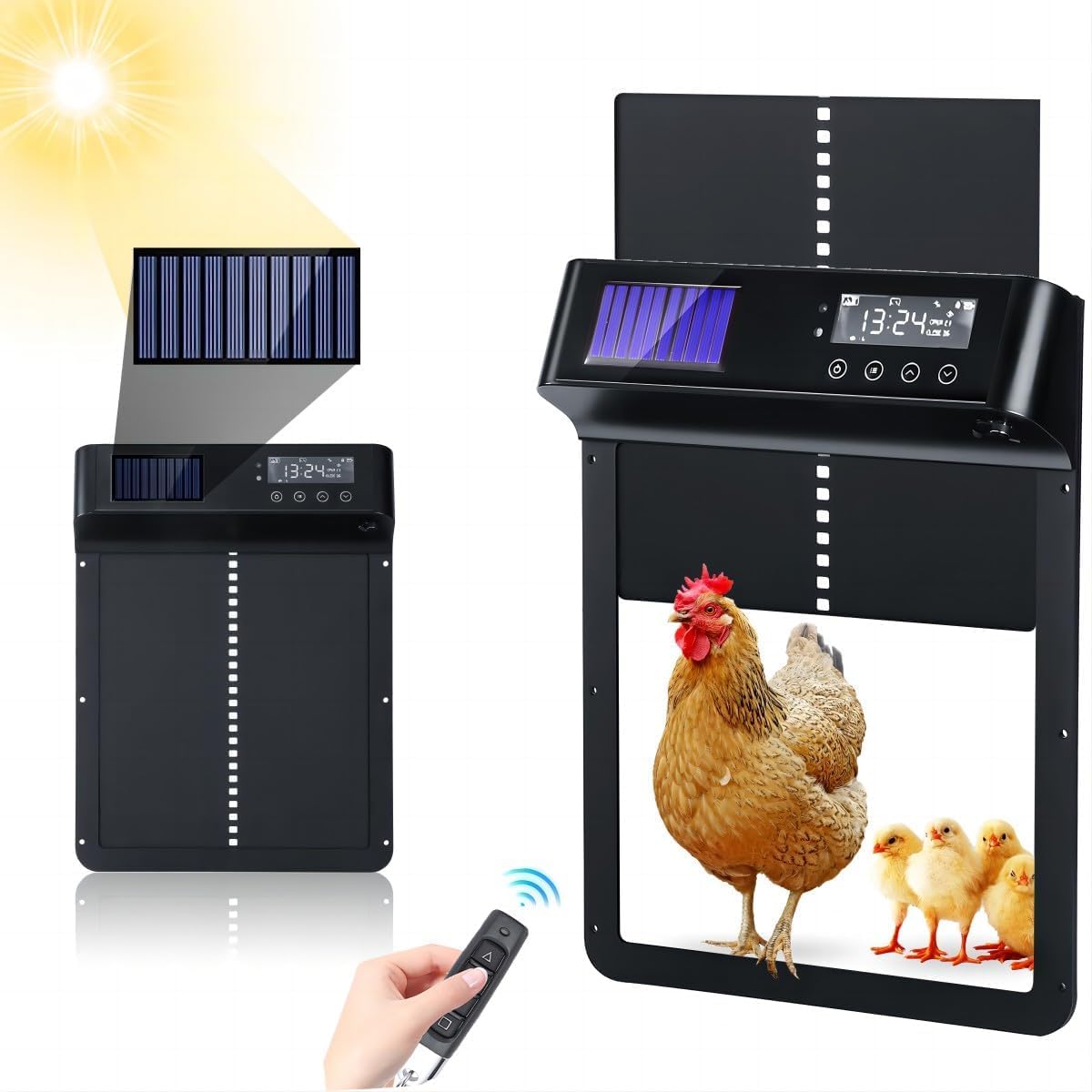 JUNMU Automatic Chicken Coop Door Solar Powered,Solar