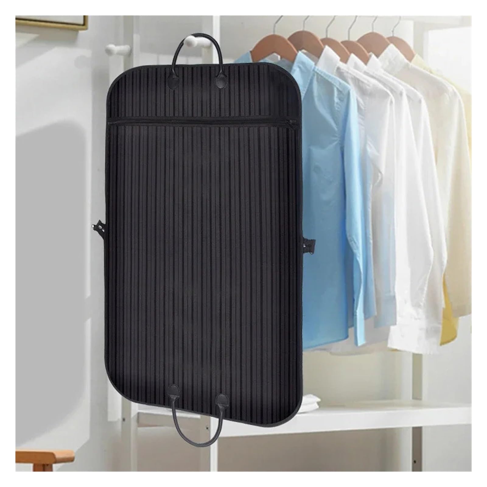 Funda Universal for ropa a rayas de tela Oxford for todas las estaciones, funda protectora for, bolsa for traje(Black stripe)
