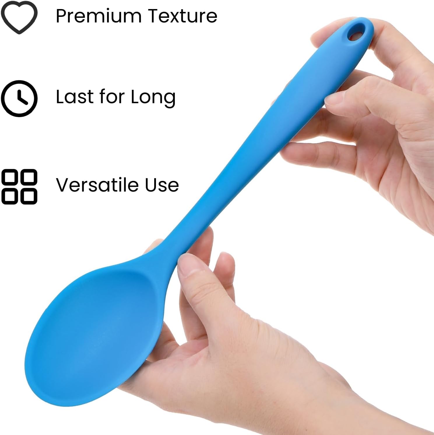 10 Pack Silicone Mixing Spoon, 10.8 Inch Kitchen Spoons for Cooking