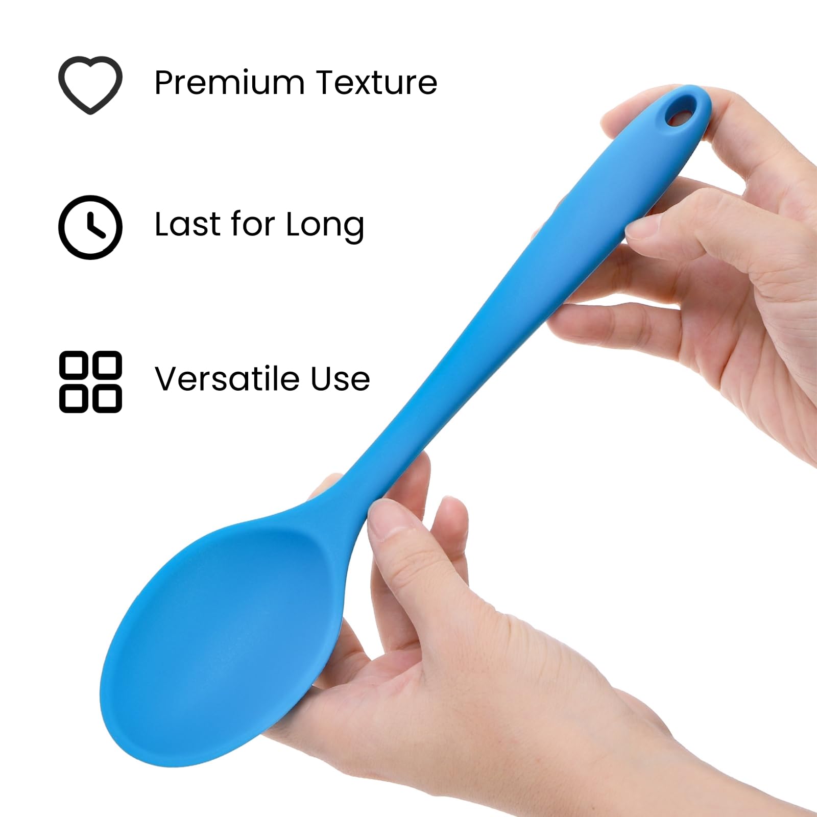 Paquete de 10 cucharas mezcladoras de silicona, cucharas de cocina resistentes al calor de 10.8 pulgadas para cocinar, cuchara grande antiadherente para hornear, raspar y servir