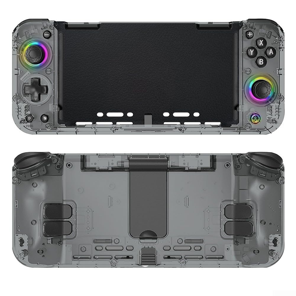 Controller wireless Pro per Nintendo Switch con impugnatura ergonomica regolabile RGB luci giroscopio a 6 assi Turbo e pulsanti programmabili nero trasparente (nero trasparente)