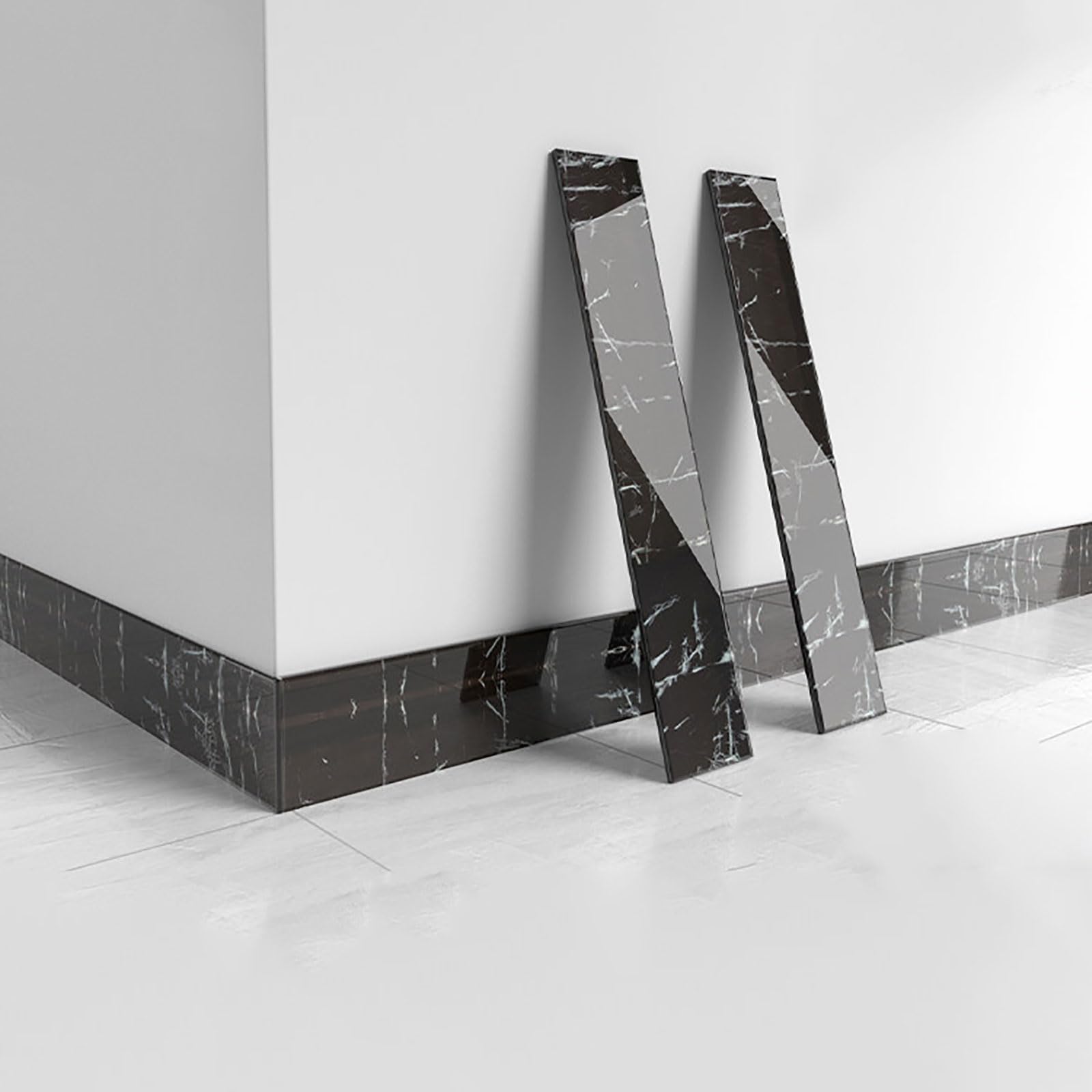 COYOUCO 50 Piezas De Rodapié De PVC Autoadhesivo, Longitud 60 Cm, Moldura De Esquina De Pared De Plástico, Tira De Protección De Bordes, Pelar Y Pegar para Azulejos Y Moldura De Pared,10cm