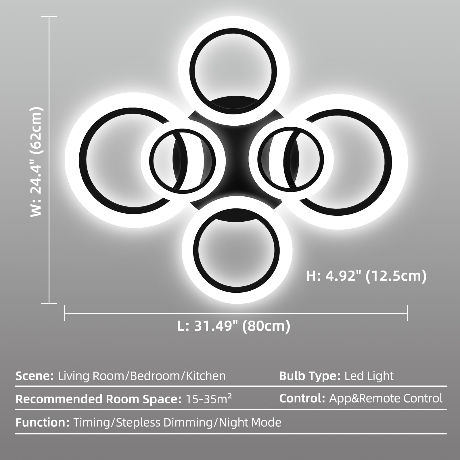 Sponsored Ad Warmiehomy Modern Led Ceiling Light 60w 5400lm Dimmable | INDIA - View #4