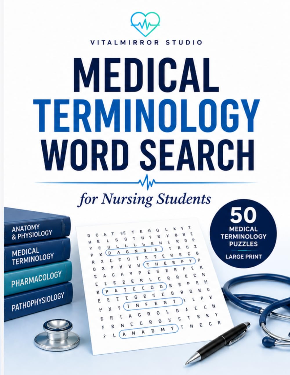 Medical Terminology Word Search: Large Print Puzzles for Nursing Students