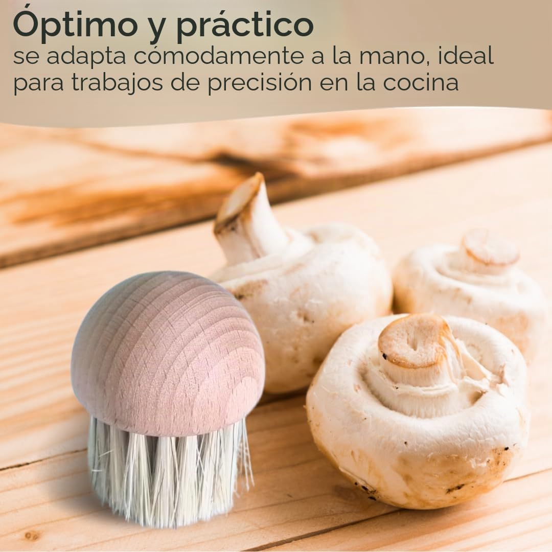 Juego de 2 cepillos para verduras y champiñones de madera de haya, cepillos de limpieza sostenibles para verduras y hongos, robustos, duraderos y respetuosos con el medio ambiente
