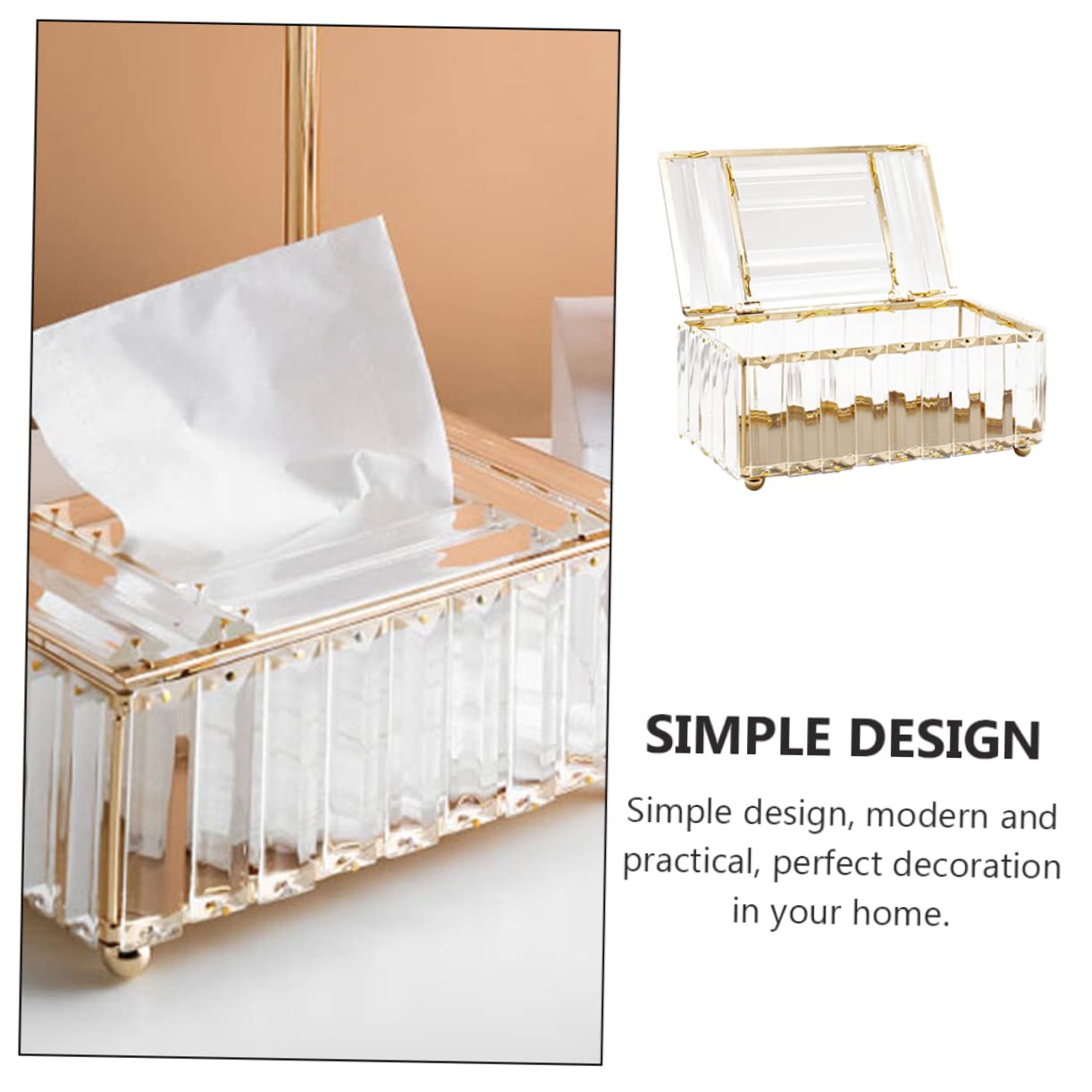 Caja de Pañuelos de Cristal en Color Claro, Diseño Moderno y Delicado