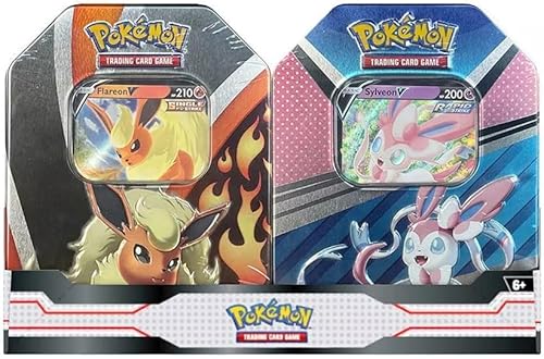 Paquete de lata de Pokemon Flareon Sylveon 2023 disponible en Yaxa Colombia