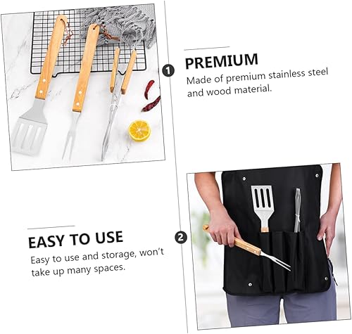 Miniatura 2 de YARNOW 1 Unidades de herramientas de barbacoa profesional Portafolio BBQ Accesorios de parrilla Tenedor de cocina Utensilios de barbacoa de metal