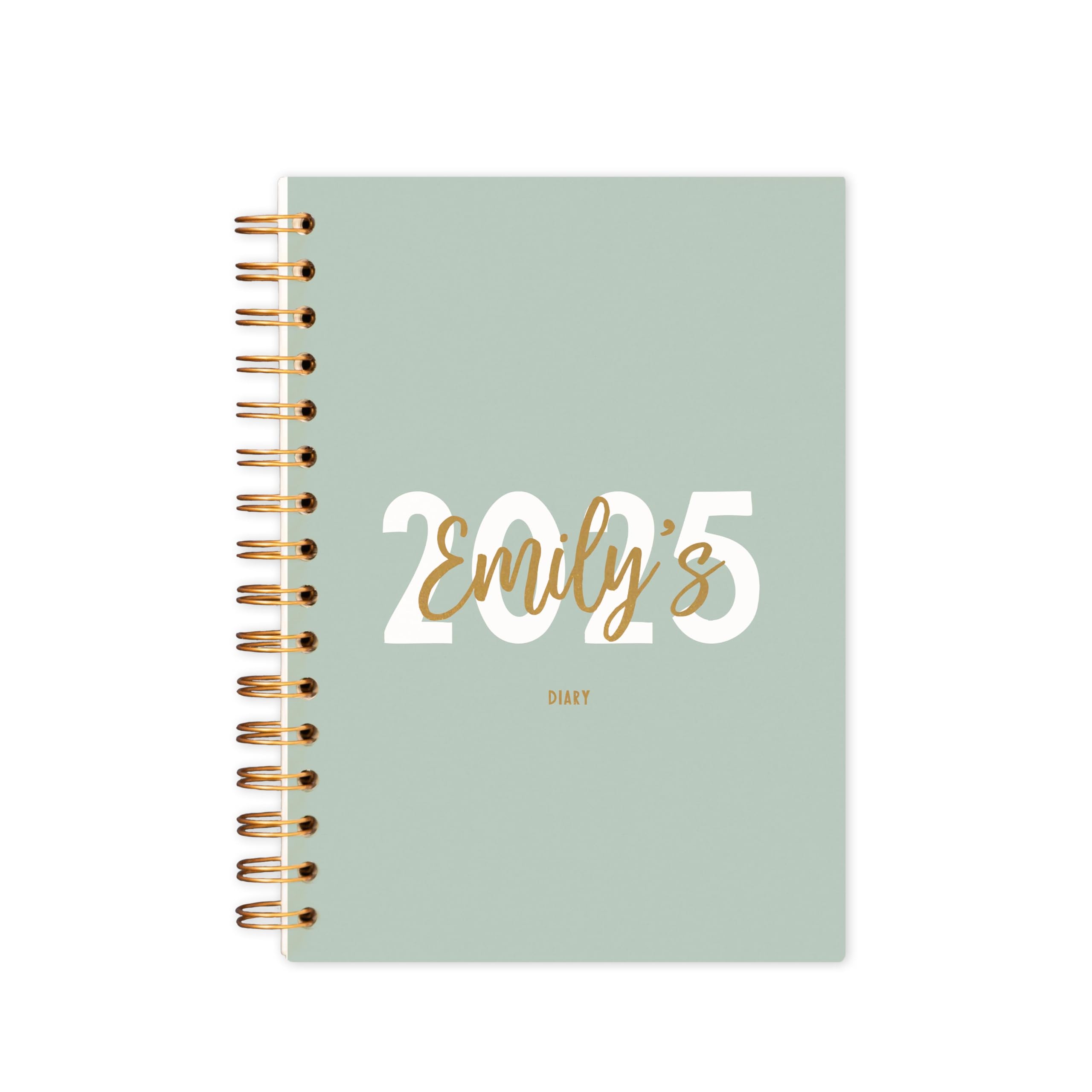 Manta Makes personalised diary 2026 year | week to view gold and navy - green - sage - cerise - pink - lilac | A4 hardback A5 softback | planner 2026 (Sage, A4 Softback)
