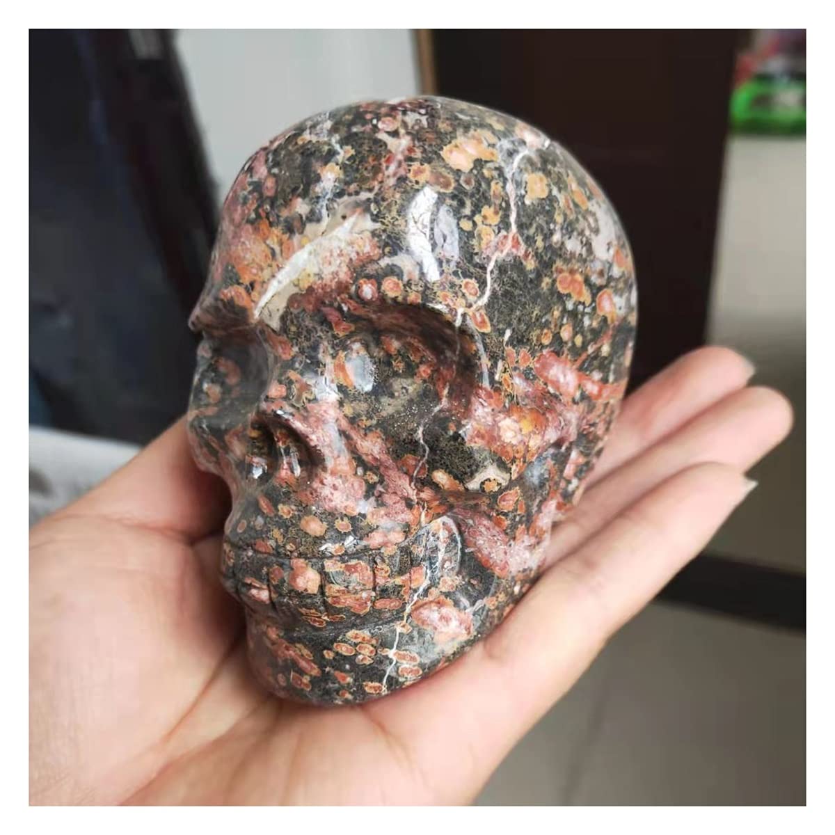 Flor natural estampado de leopardo de cristal de cuarzo de 500g para decoración mística