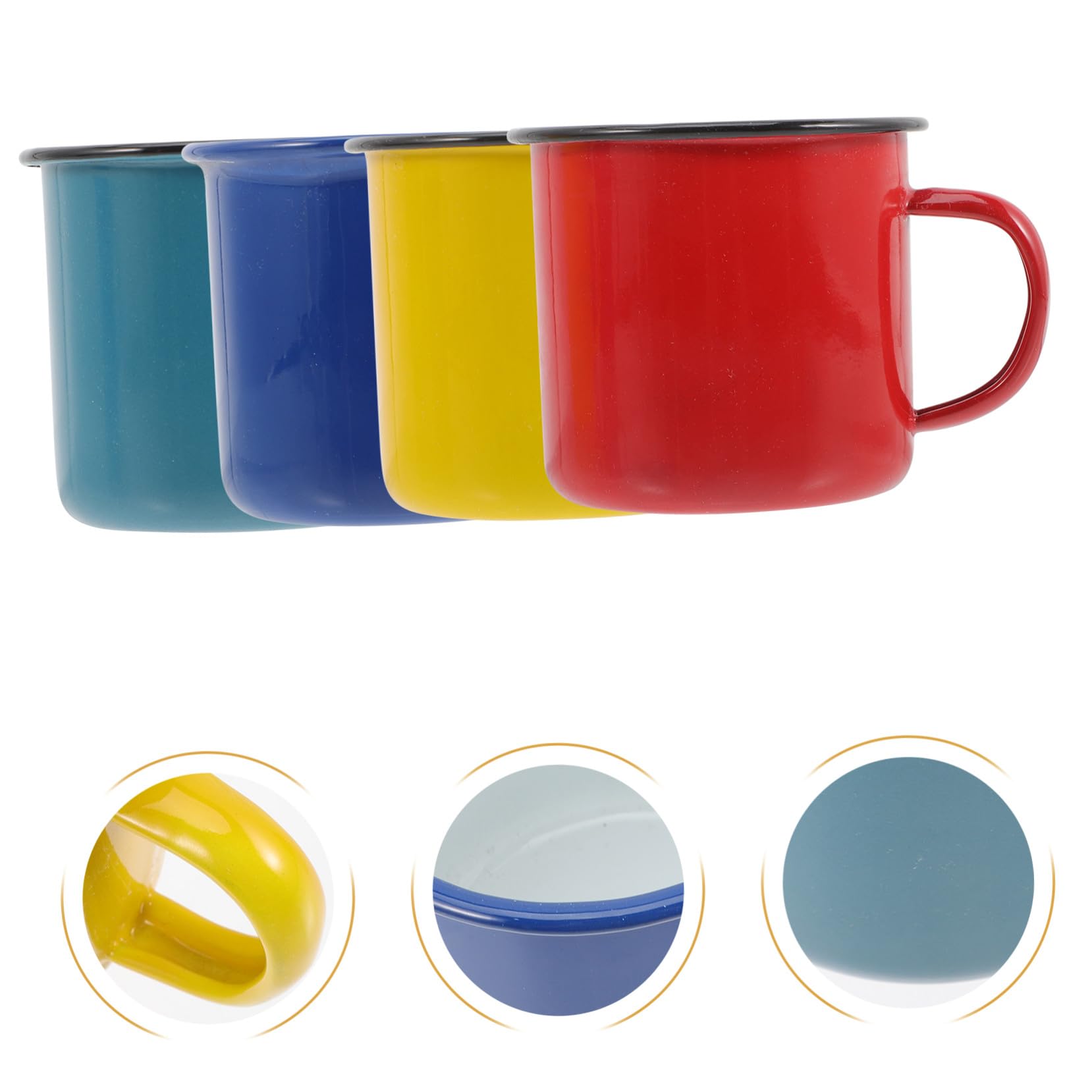 Emaillebecher 4 Stück aus Emaille, Dickwandige Trinkbecher für Kaffee