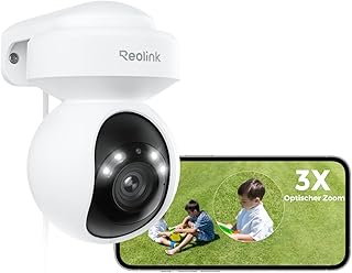 Reolink 4K Wi-Fi 6 PTZ Überwachungskamera Aussen mit Auto-Tracking, 3X Optischem Zoom, 2,4/5GHz WLAN Kamera Outdoor, Person/Auto/Tiererkennung, Farbnachtsicht, 2-Wege-Audio, E1 Outdoor Pro