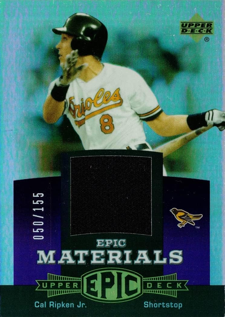 2006 Upper Deck Epic Materials Relics Dark Purple #EM-CR3 Cal Ripken Jr. Game Worn Orioles Jersey Baseball Card - Only 155 made!