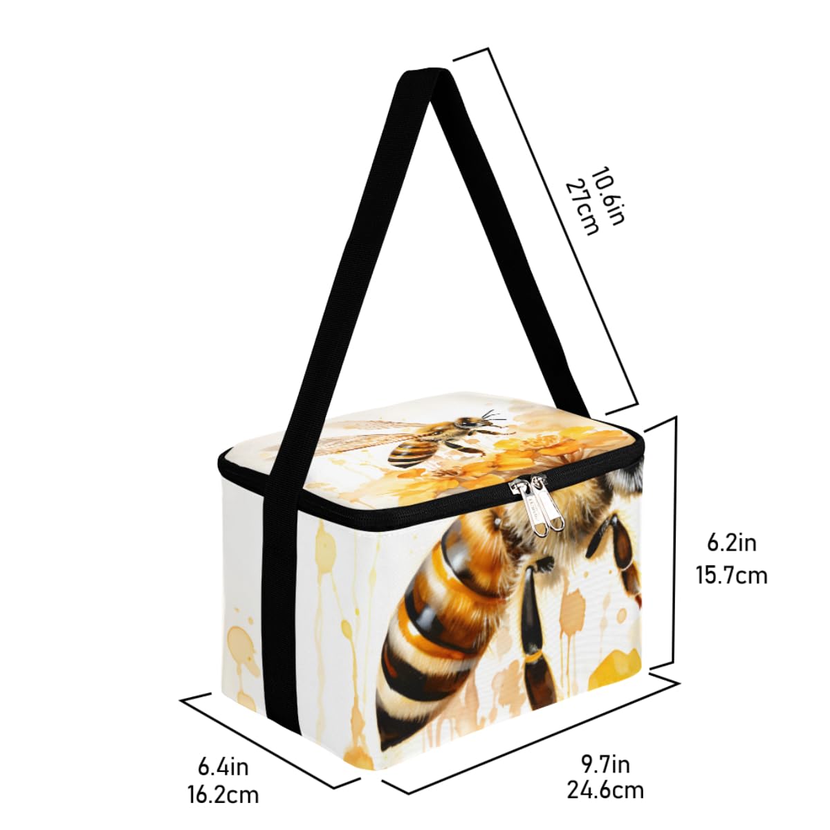 GzLeyigou Lunch Bags for Women Men 9 Cans,Insect Bees Hot & Cold Food Delivery Bag Insulated Grocery Bag Insulated Lunch Box Flowers Cooler Bag for Office Work Picnic Beach