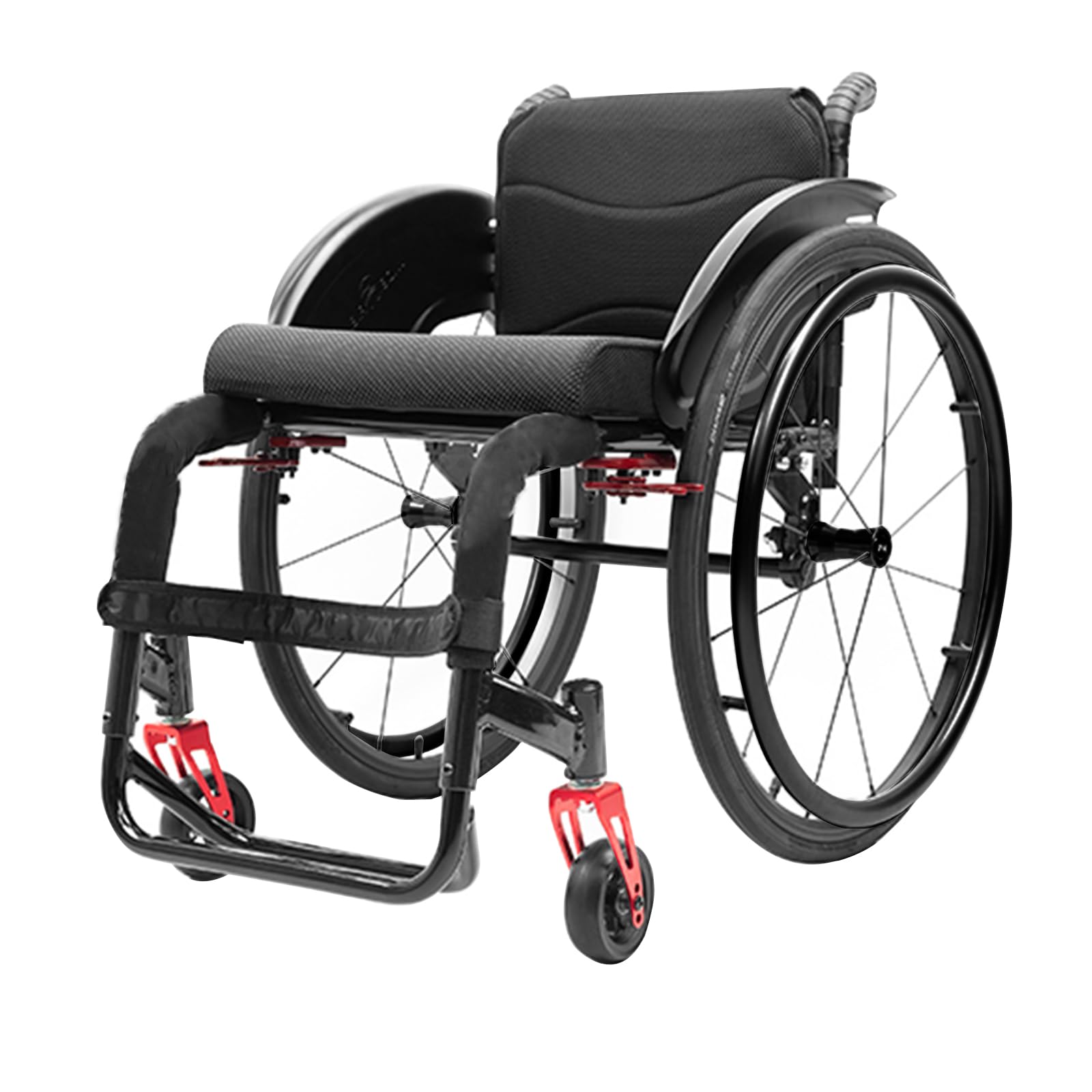 Silla de ruedas ultraligera de transporte, Silla de ruedas para deportes, Silla de ruedas de aluminio con freno de mano(Size:16.5" Seat Width,Color:Black)