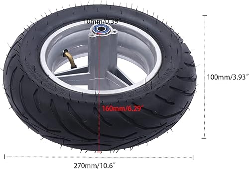 Miniatura 2 de Neumático de rueda trasera 11050-6.5 con rodamientos de 49 cc de 2 tiempos, mini bicicleta de cohete de bolsillo con cubo de neumático tubo negro