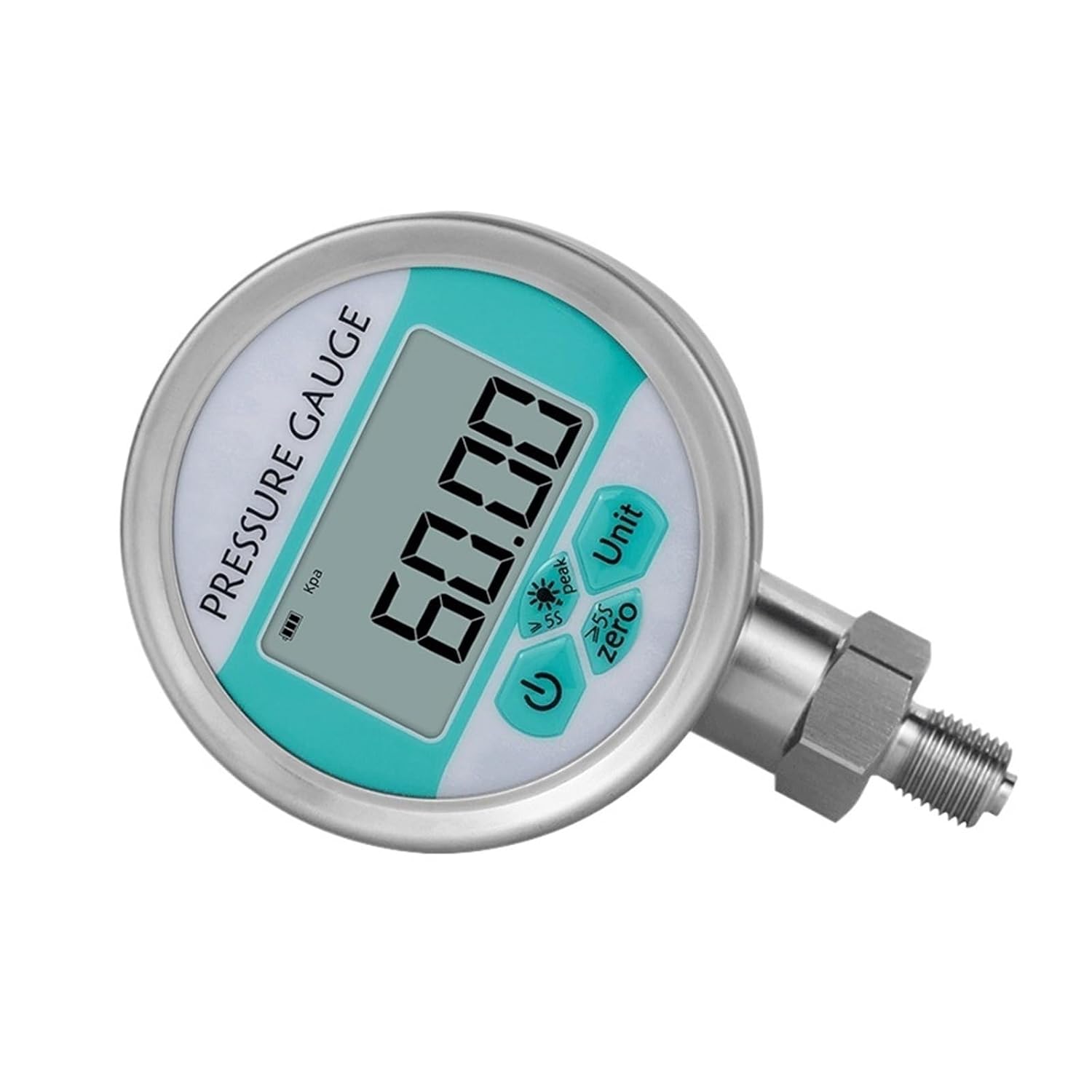 ES-YLL80 Manometer Battery-Powered LCD Display Digital Pressure Gauge 80mm Air Pressure Meter Psi/Bar/Kpa Water Pressure Gauge(G1-2 Radial,0-2bar)