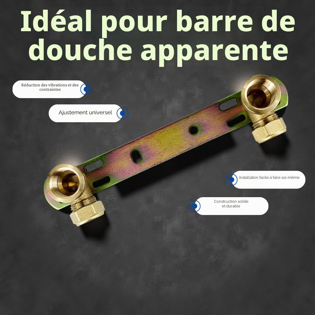 Support Mural Encastré de Douche 15mmx1/2'' 150mm avec Plaque de Fixation : Idéal pour Kits de Douche Exposée, Robinet de Douche et Robinet Mélangeur Thermostatique