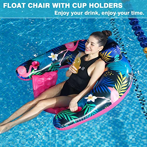 Inflatable Pool Float Chair - 2 Pack U-Seat Swimming Pool Float Lounges With Cup Holder Backrest Portable Water Hammock Chair Pool Party Toy Floaties Beach Floaty For Adult #TOP4