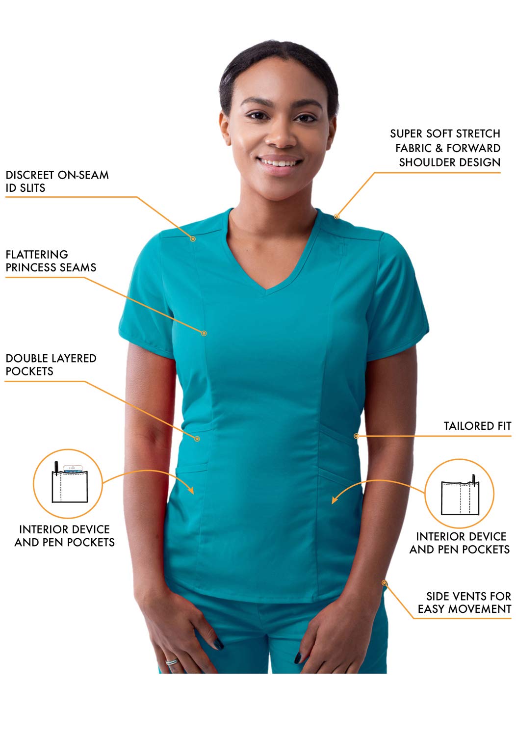 Adar Pro Uniforme médico para Mujer Casaca con Cuello en V y Pantalones de Yoga