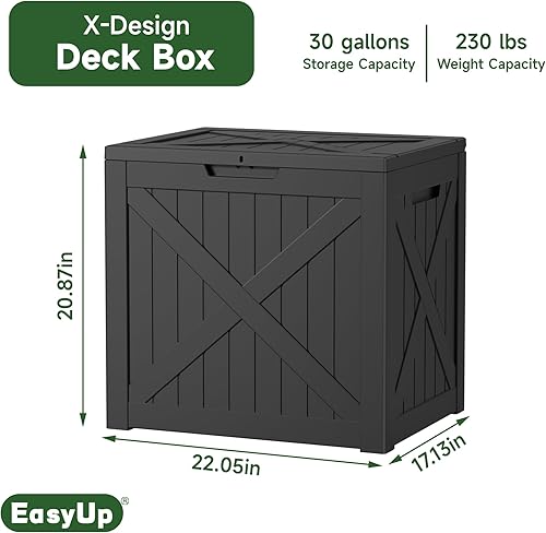 Miniatura 8 de Caja de resina de 30 galones, impermeable, resistente a los rayos UV, caja de almacenamiento al aire libre para entrega, patio, jardín y porche, a