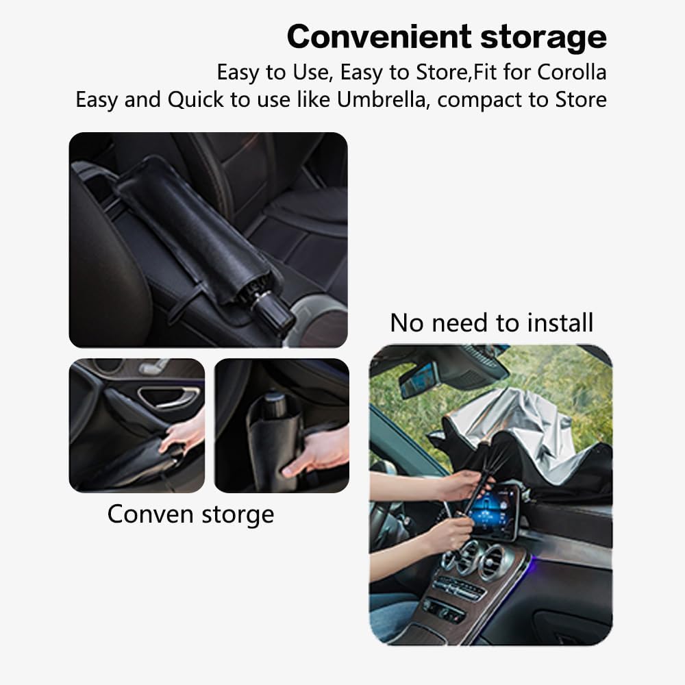 ZDLYH Car Windshield Sun Shade Umbrella fit for Toyota Corolla, Protect Car from Sun Rays & Heat Damage,UV Ray Reflector,Protect Interior & Keep Cool (Fit for Corolla(Medium (55 * 31in)))