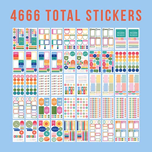 Happy Planner Stickers Set for Calendars, Diaries and Planners, Multicolor Scrapbook Accessories, Planner Essentials Theme, Large Size, 100 Sheets, Total 4,666 Stickers - Thumbnail 5