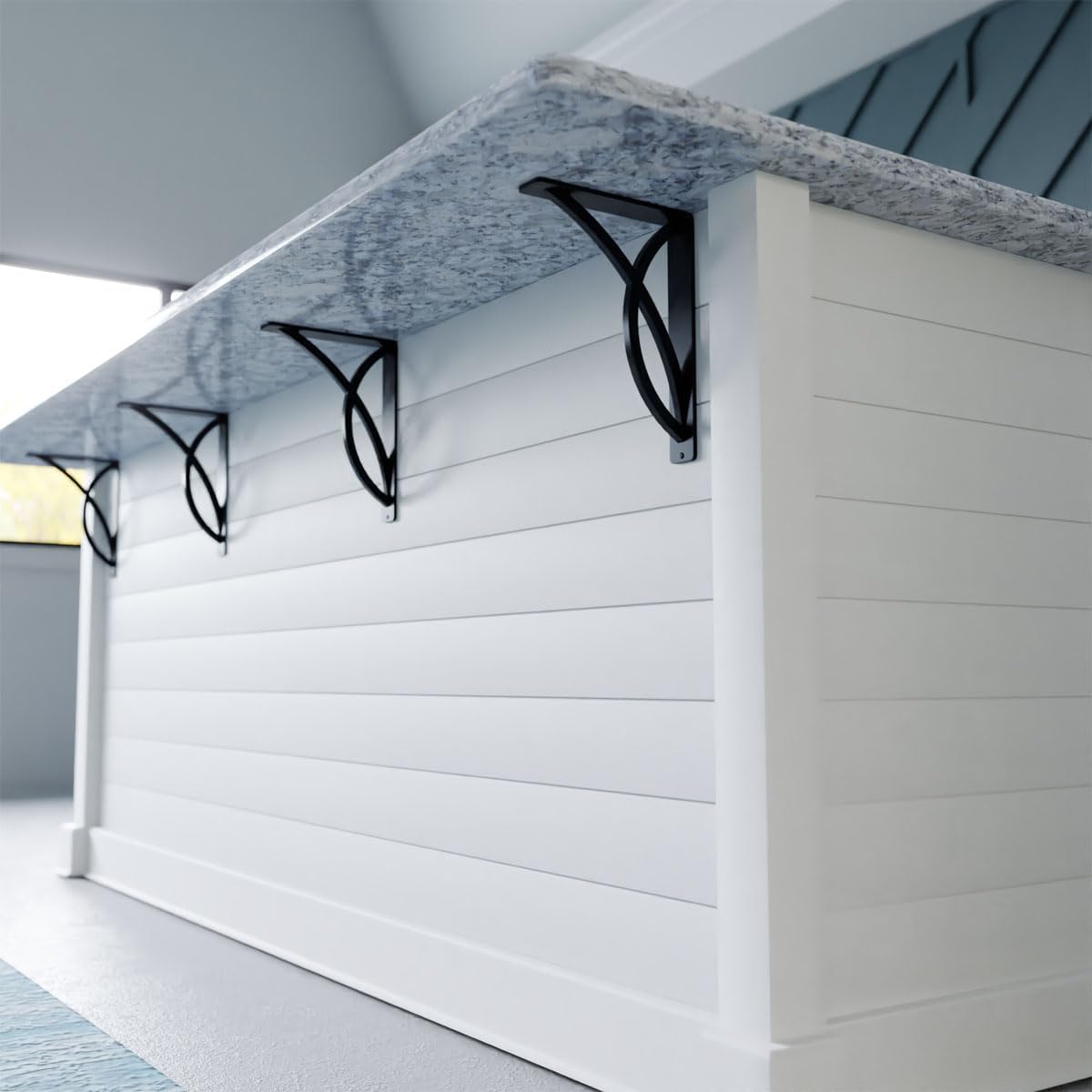 Ekena Millwork BKTM01X10X12SMI 1 2" W x 10" D x 12" H Miller Wrought Iron Bracket (Single Center Brace)