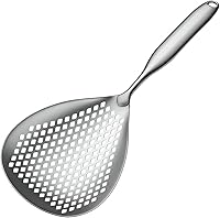 Vista 1 de GREATLINK Colador grande de acero inoxidable con mango cómodo y agujeros para colgar, cuchara de filtro de grado alimenticio, colador de acero