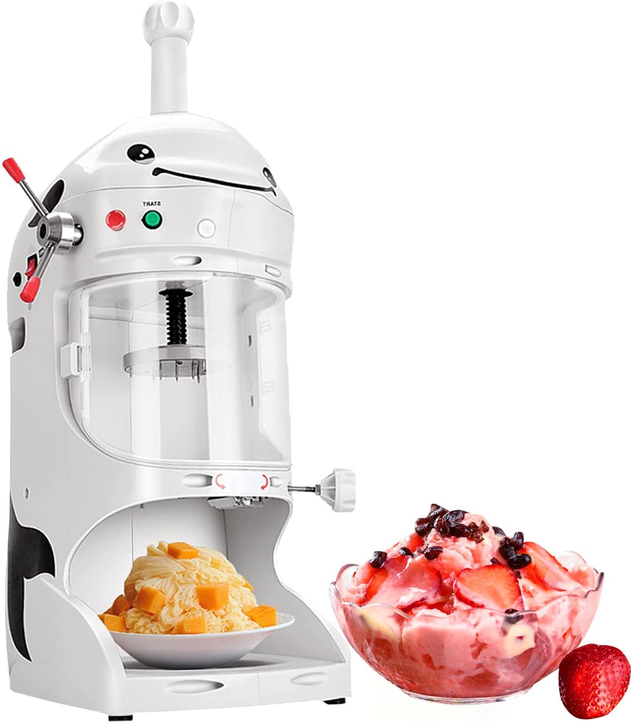350W Electric Ice Crusher and Shaver,Stainless Steel Snow Cone Machine with Heavy-Duty Ice Bucket & Carrying Handle, Commercial Shaved Ice Maker for Home, Bars, Cafes, Restaurants & Party Use