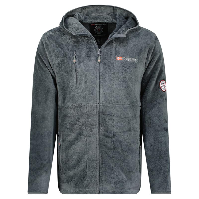 Giacca In Pile Geographical Norway TORLEON HOOD Con Cappuccio - Felpa Calda, Zip Completa, Stile Sportivo/Urbano