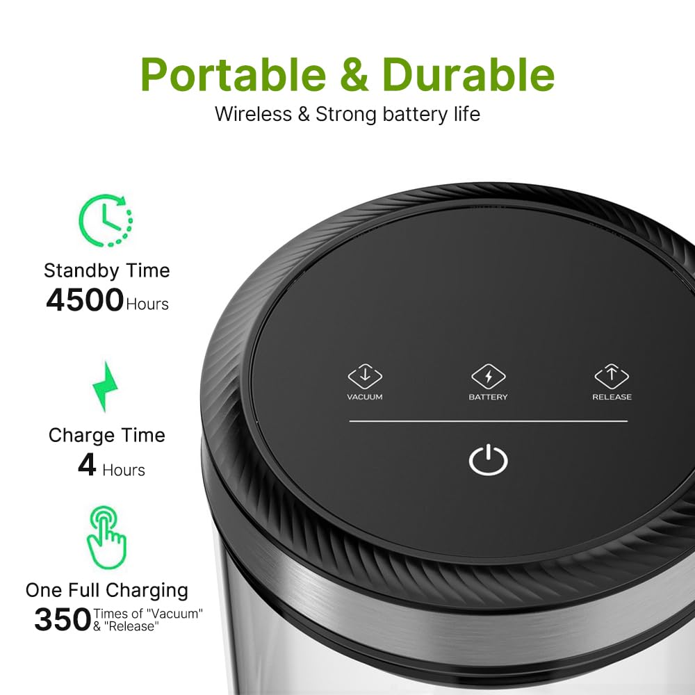 Barattoli sottovuoto per caffè con coperchi ermetici 33 Kpa Auto e Stop Touch Screen Barattolo per alimenti in acciaio inossidabile lavabile in lavastoviglie Contenitore multifunzionale