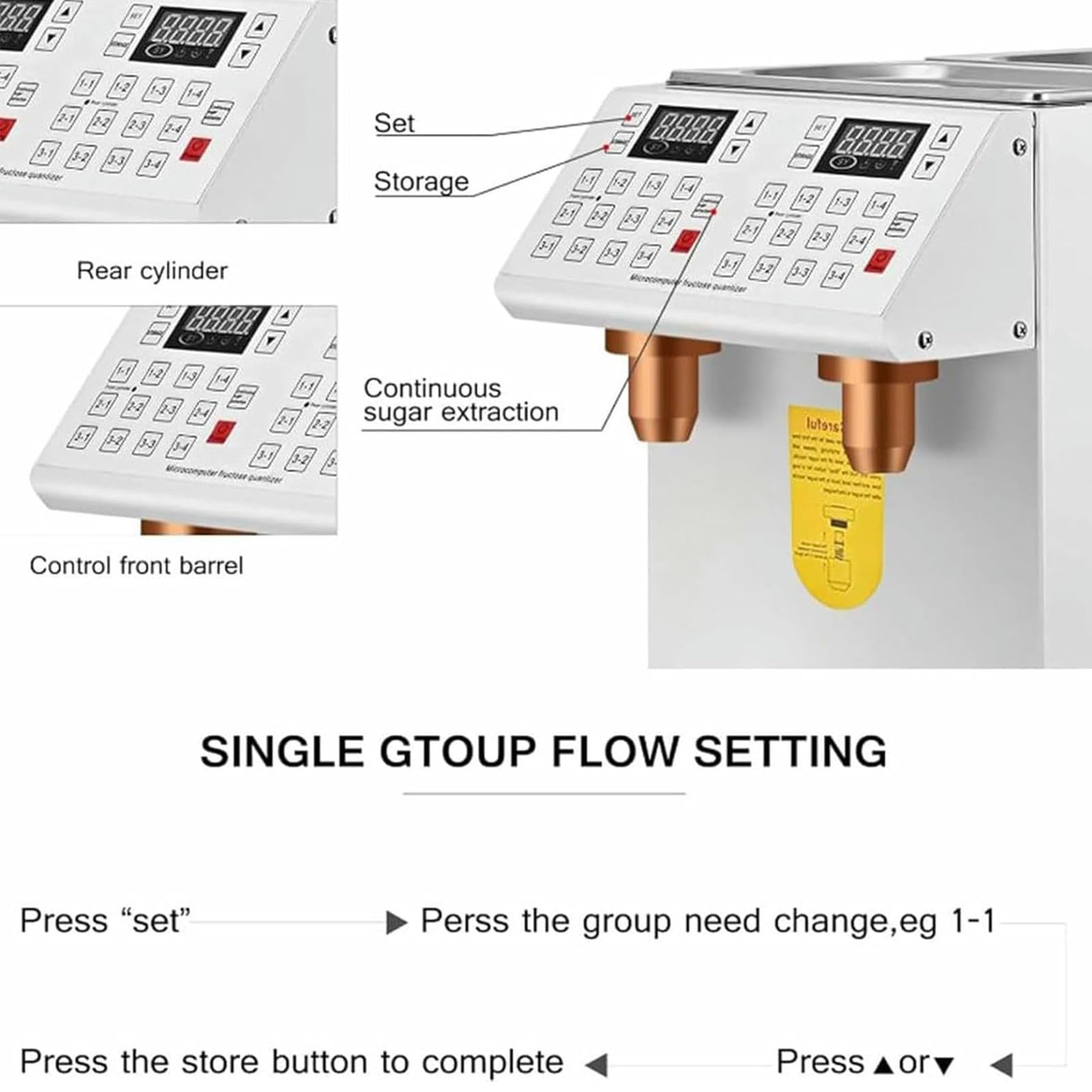 Distributore di sciroppo, dosatore Automatico di fruttosio, distributore di sciroppo a Doppio Cilindro per Negozio di Bubble Tea, Attrezzatura Intelligente per la somministrazione