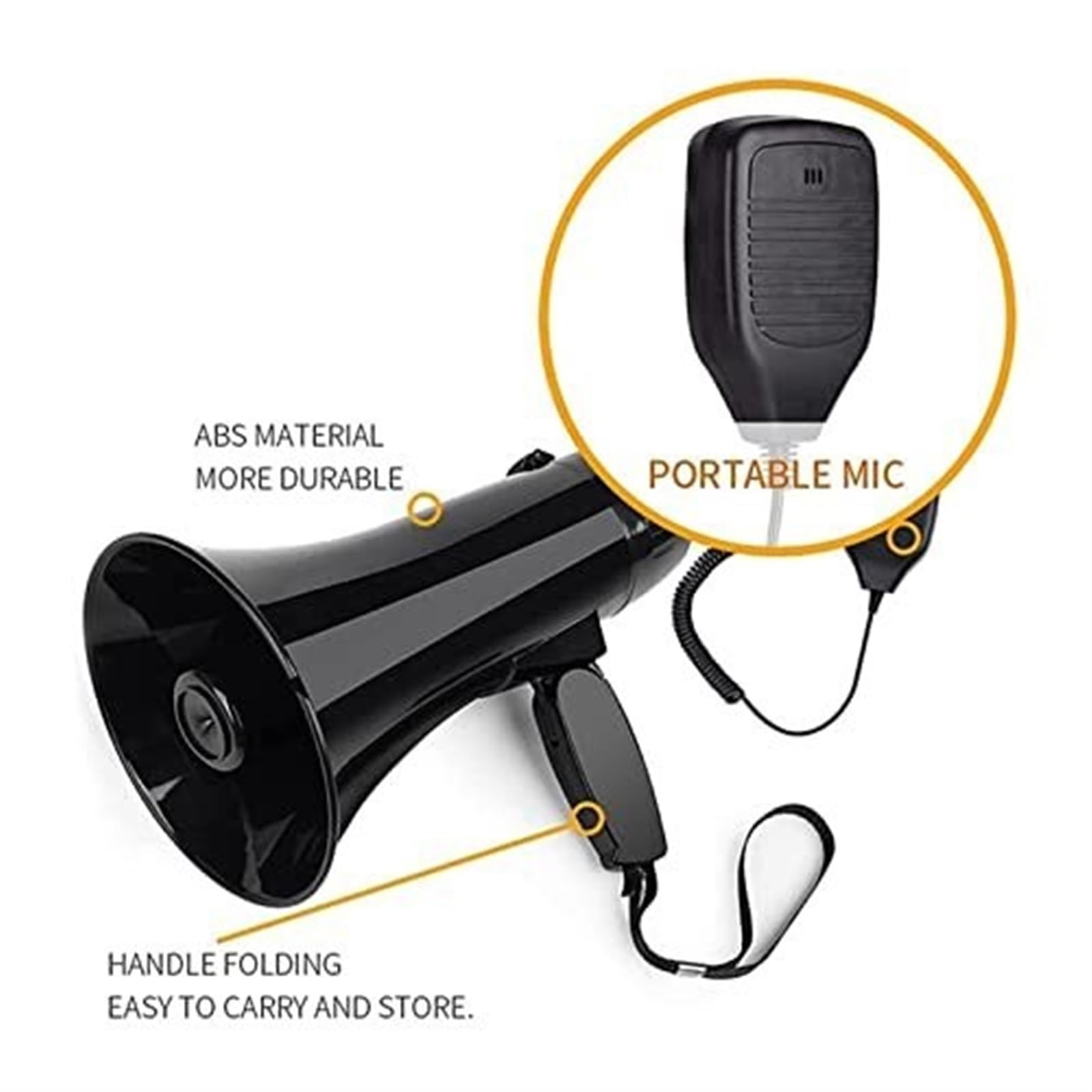Speaker, Megáfono Altavoz Potencia Megáfono Portátil con Micrófono De Mano Desmontable, Ideal para Exteriores Eventos, etc.