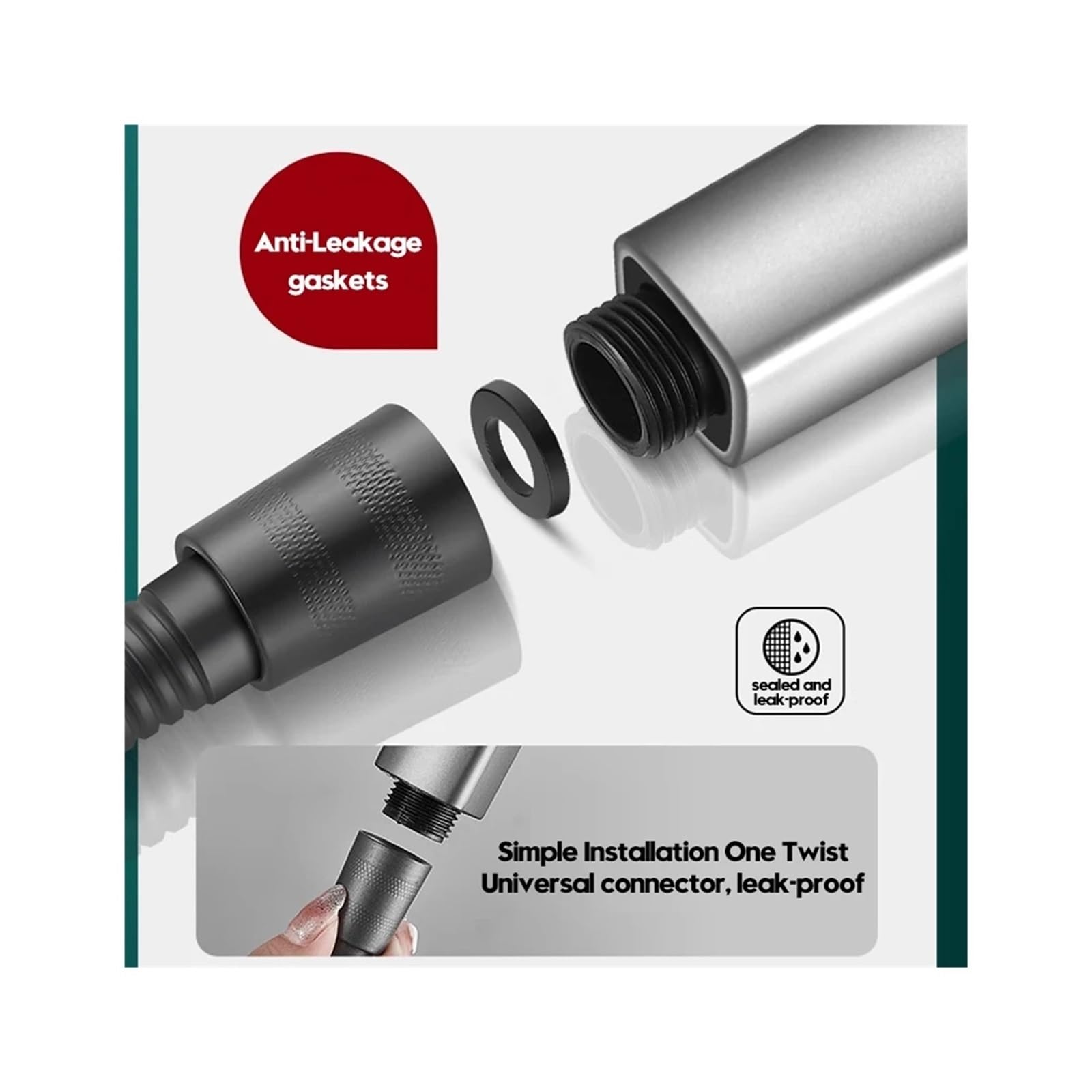 Cabezal de ducha de 3 modos de 15 cm con manguera | Alta presión, 3 modos ajustables, portátil, panel grande, uso en baño(SET A)